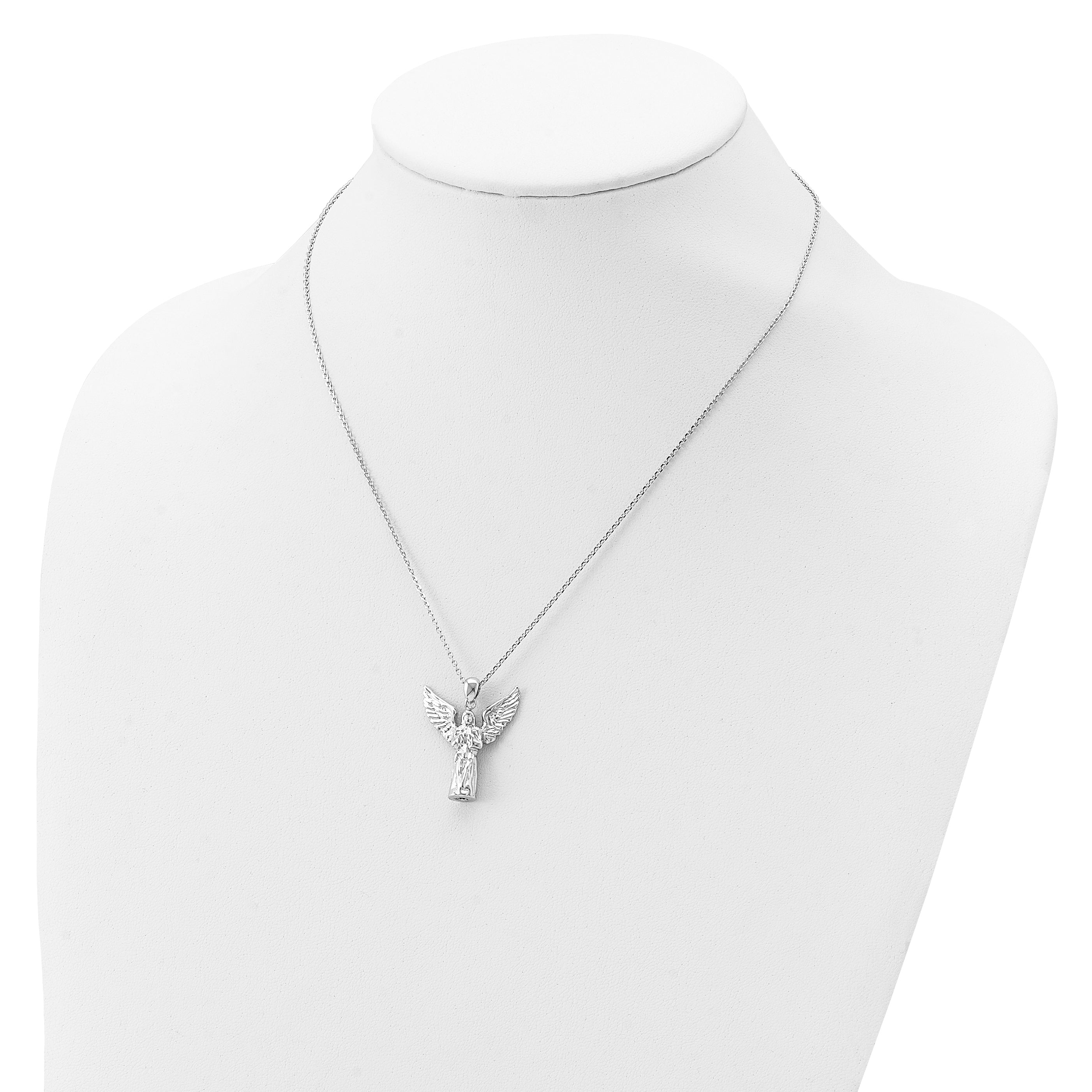 Sterling Silver Rhodium-plated Angel Ash Holder 18in Necklace