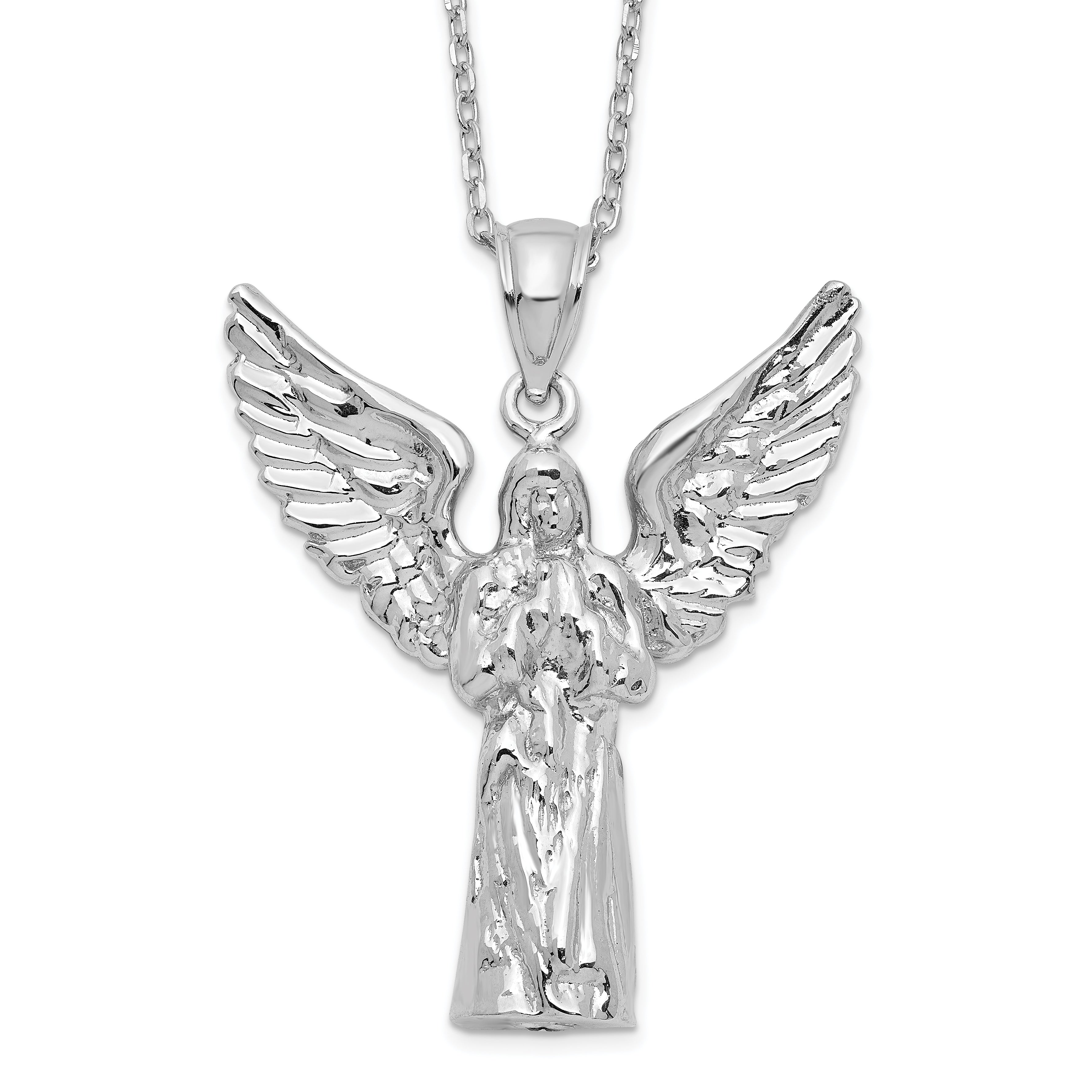 Sterling Silver Rhodium-plated Angel Ash Holder 18in Necklace