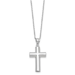 Sterling Silver Rhodium-plated Cross Ash Holder 18in Necklace