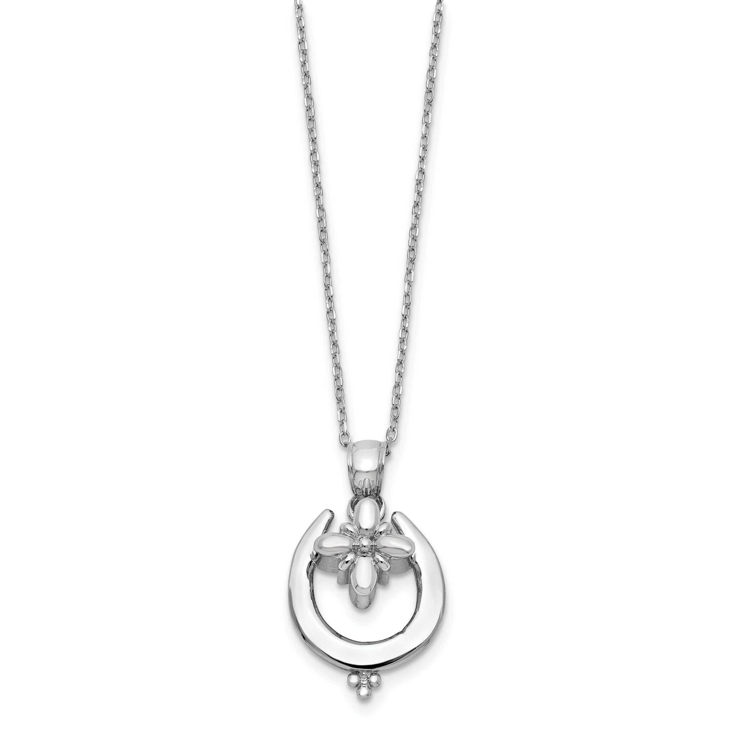 Sterling Silver Rhodium-plated Horseshoe Ash Holder 18in Necklace