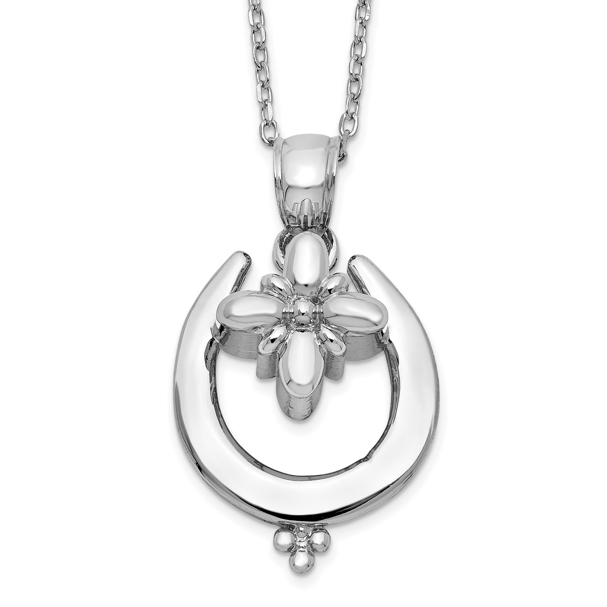 Sterling Silver Rhodium-plated Horseshoe Ash Holder 18in Necklace