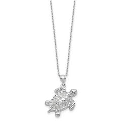 Sterling Silver Rhodium-plated Turtle Ash Holder 18in Necklace