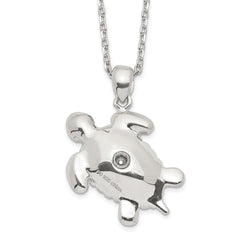 Sterling Silver Rhodium-plated Turtle Ash Holder 18in Necklace