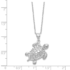 Sterling Silver Rhodium-plated Turtle Ash Holder 18in Necklace