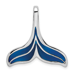 De-Ani Sterling Silver Rhodium-Plated Polished Enameled Blue Whale Tail Slide