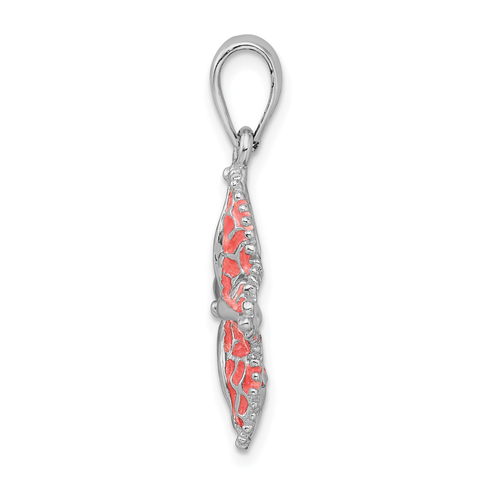 De-Ani Sterling Silver Rhodium-Plated Polished Enameled Starfish Pendant