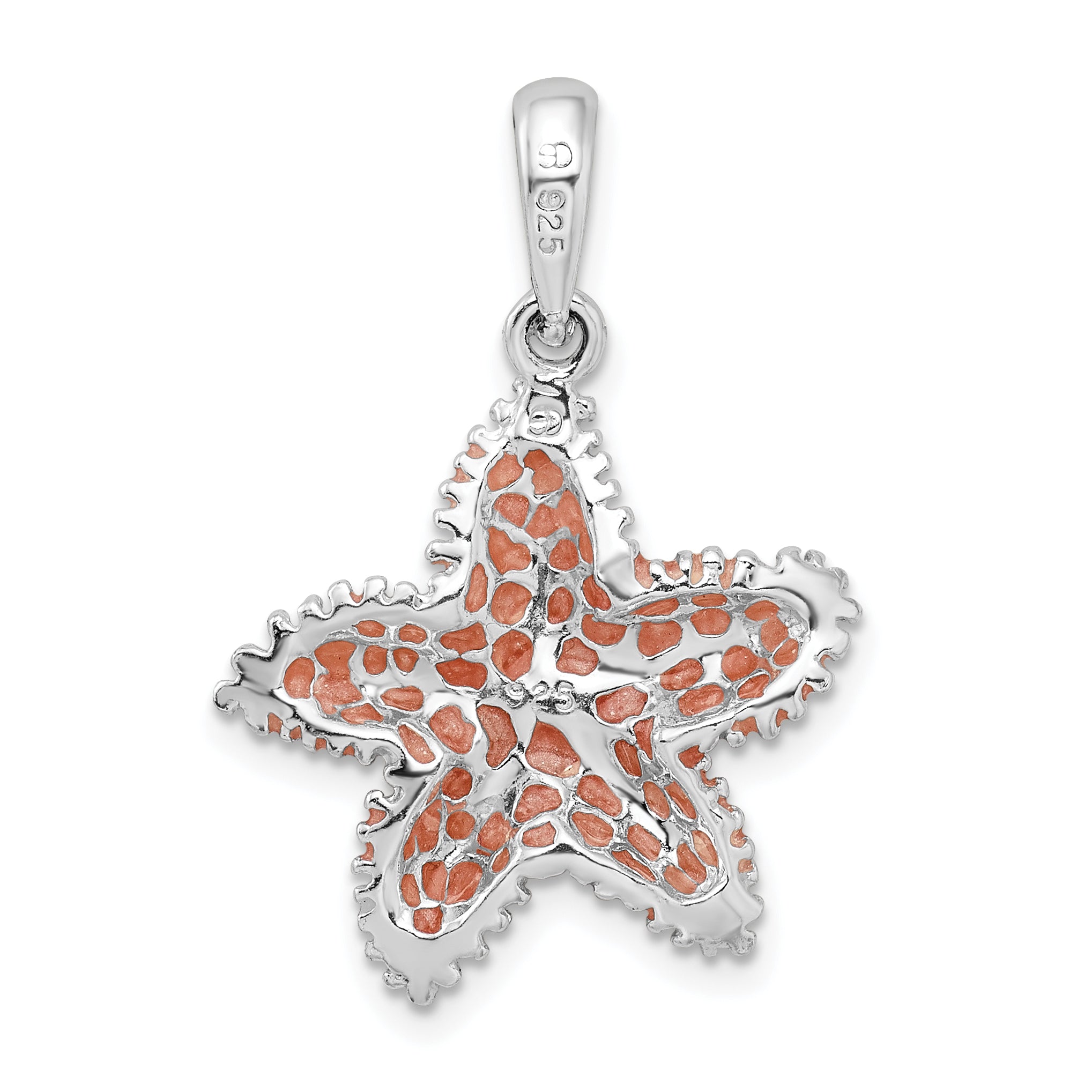 De-Ani Sterling Silver Rhodium-Plated Polished Enameled Starfish Pendant