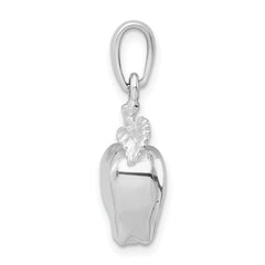 De-Ani Sterling Silver Rhodium-Plated Polished 3D Apple Pendant