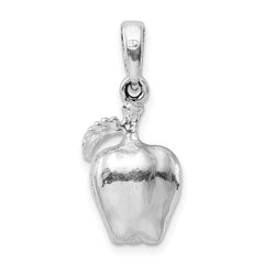 De-Ani Sterling Silver Rhodium-Plated Polished 3D Apple Pendant