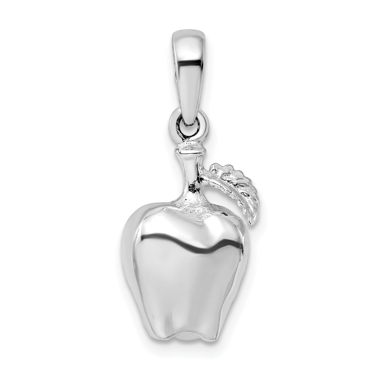 De-Ani Sterling Silver Rhodium-Plated Polished 3D Apple Pendant