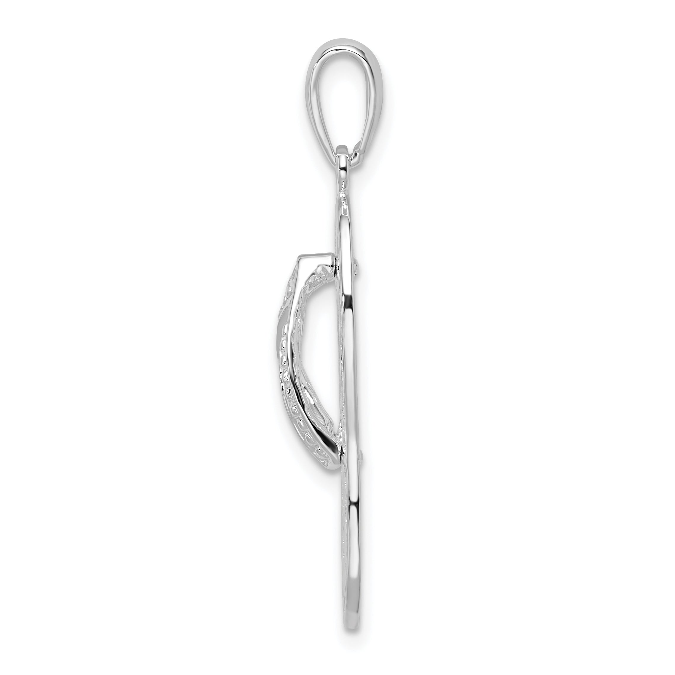 De-Ani Sterling Silver Rhodium-Plated 3D Cut-Out Dolphin Flip-flop Pendant