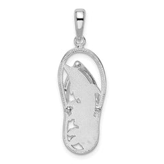 De-Ani Sterling Silver Rhodium-Plated 3D Cut-Out Dolphin Flip-flop Pendant