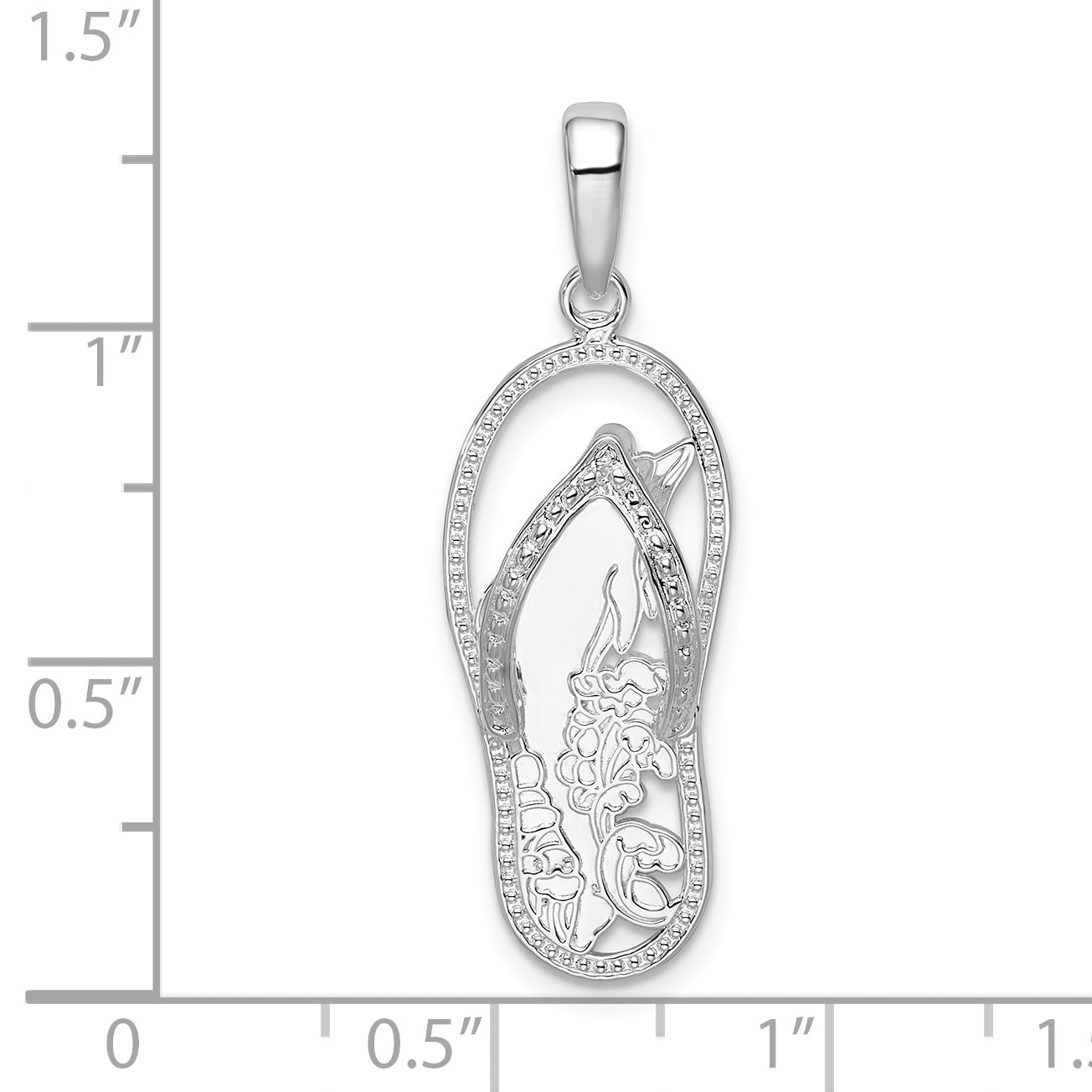 De-Ani Sterling Silver Rhodium-Plated 3D Cut-Out Dolphin Flip-flop Pendant