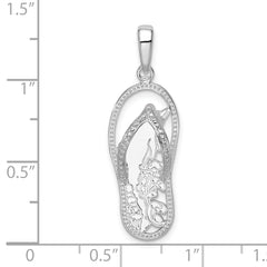 De-Ani Sterling Silver Rhodium-Plated 3D Cut-Out Dolphin Flip-flop Pendant