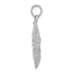 De-Ani Sterling Silver Rhodium-Plated Polished Cut-Out Filigree Starfish Pendant