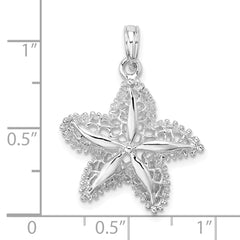 De-Ani Sterling Silver Rhodium-Plated Polished Cut-Out Filigree Starfish Pendant