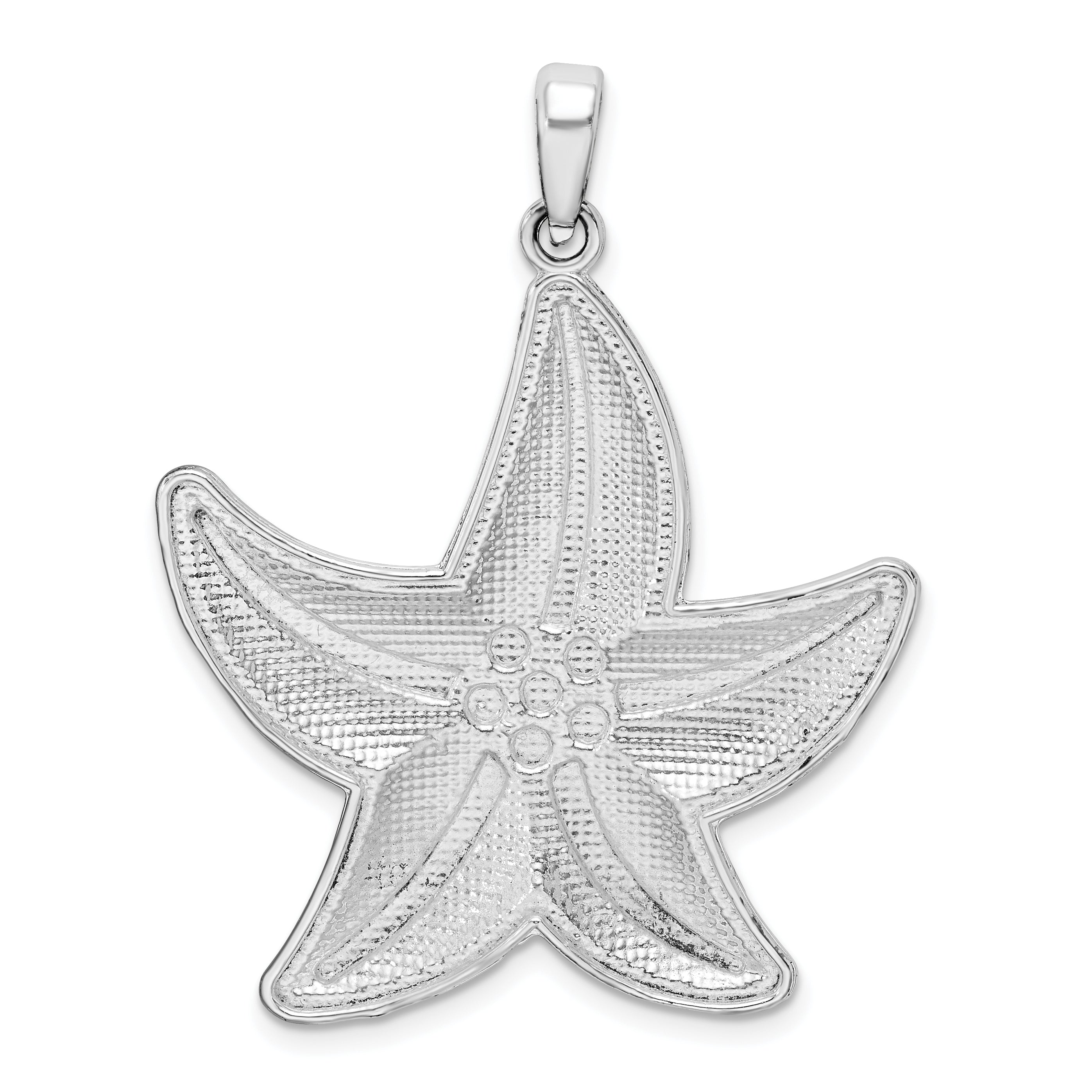 De-Ani Sterling Silver Polished Diamond-Cut Large Starfish Pendant