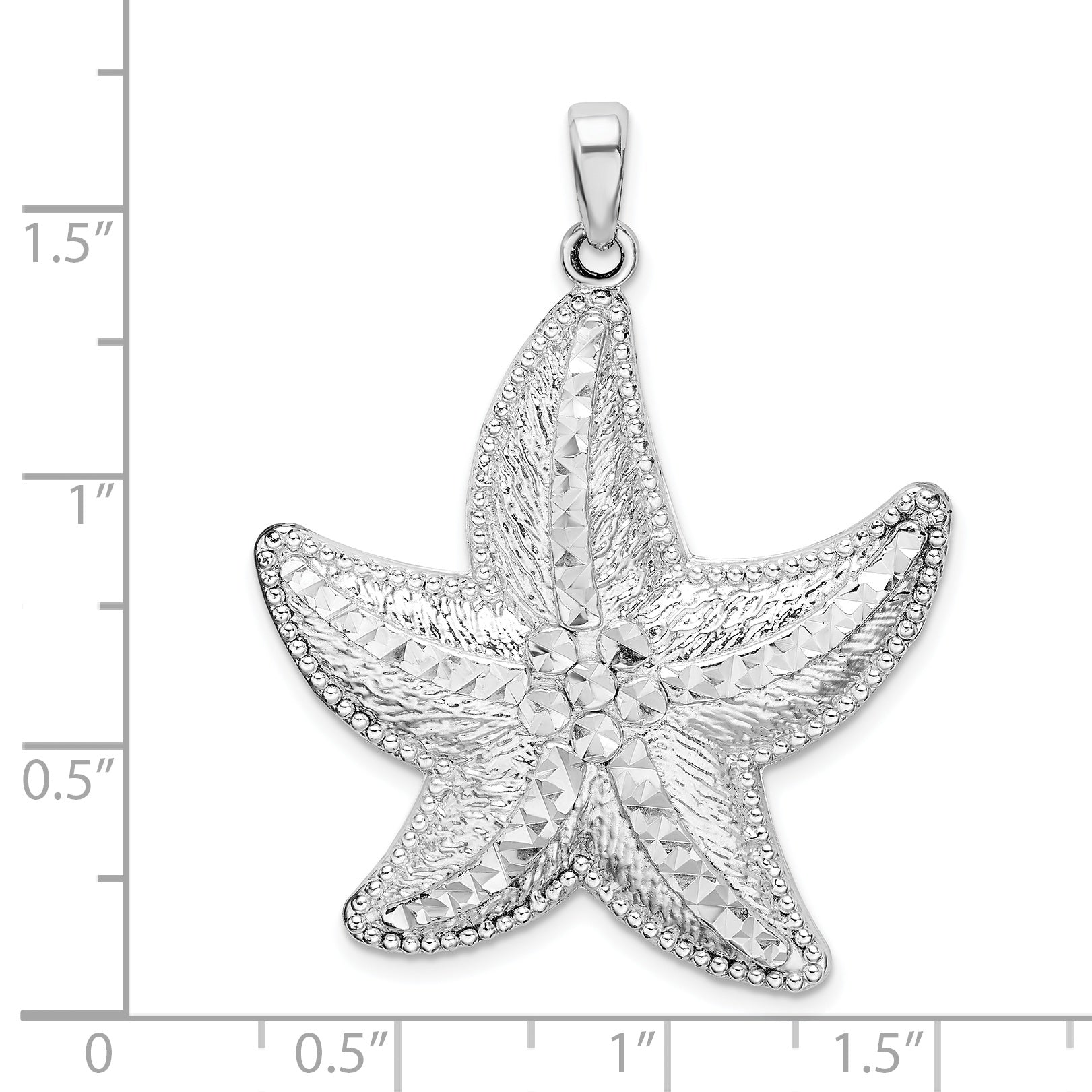 De-Ani Sterling Silver Polished Diamond-Cut Large Starfish Pendant