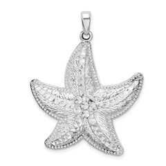 De-Ani Sterling Silver Polished Diamond-Cut Large Starfish Pendant