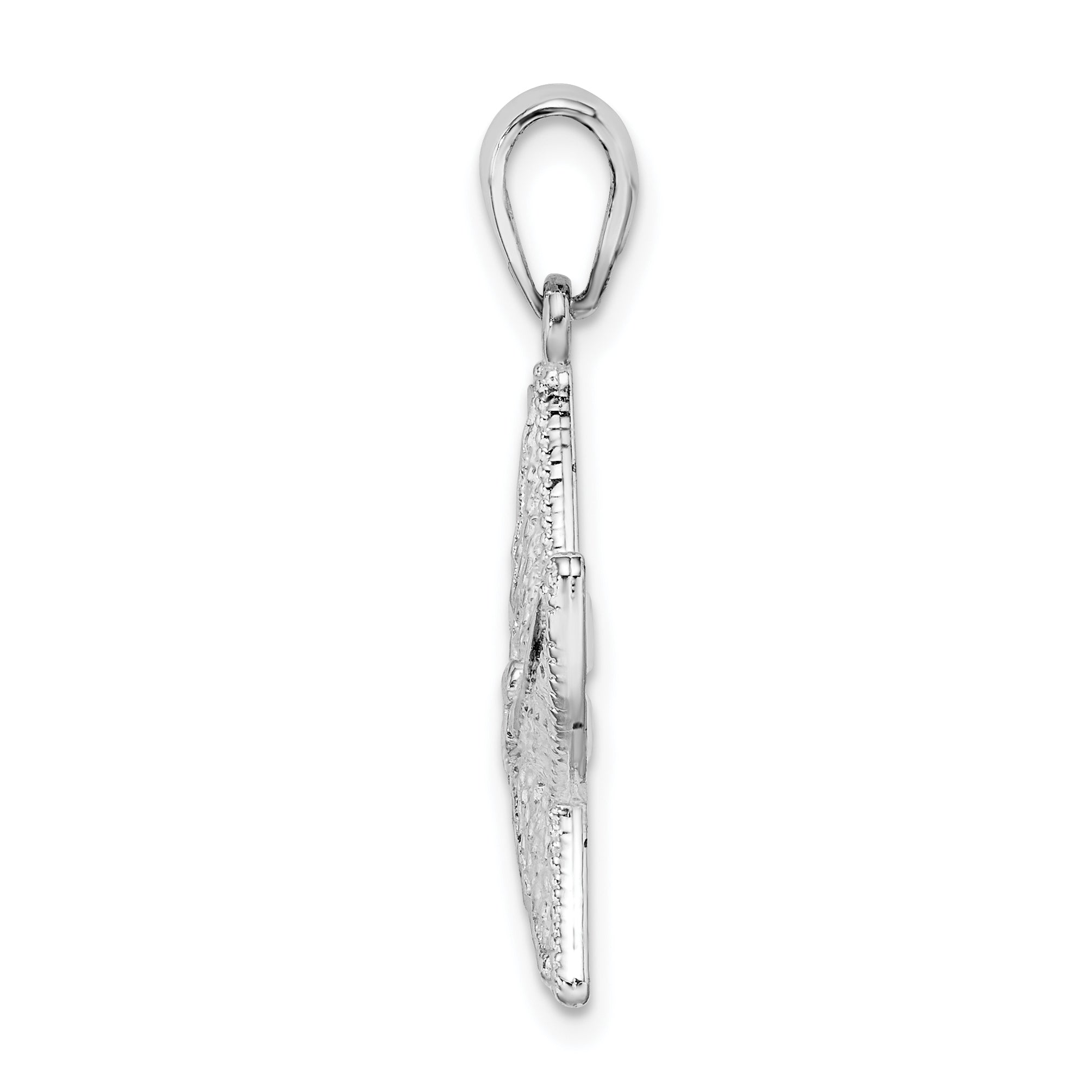 De-Ani Sterling Silver Rhodium-Plated Diamond-Cut Small Starfish Pendant