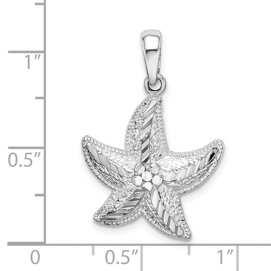 De-Ani Sterling Silver Rhodium-Plated Diamond-Cut Small Starfish Pendant