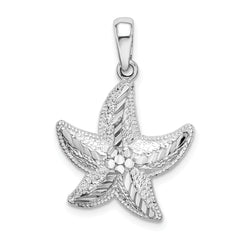 De-Ani Sterling Silver Rhodium-Plated Diamond-Cut Small Starfish Pendant