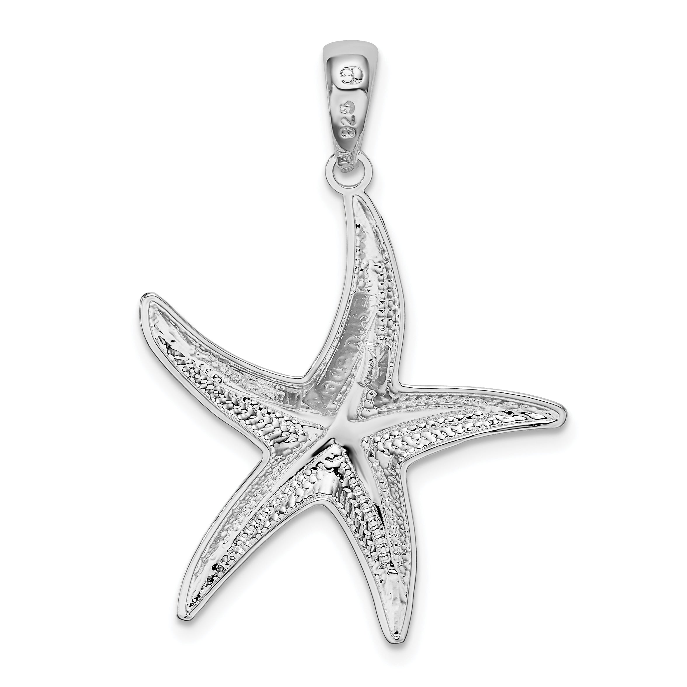 De-Ani Sterling Silver Textured Diamond-Cut Starfish Pendant