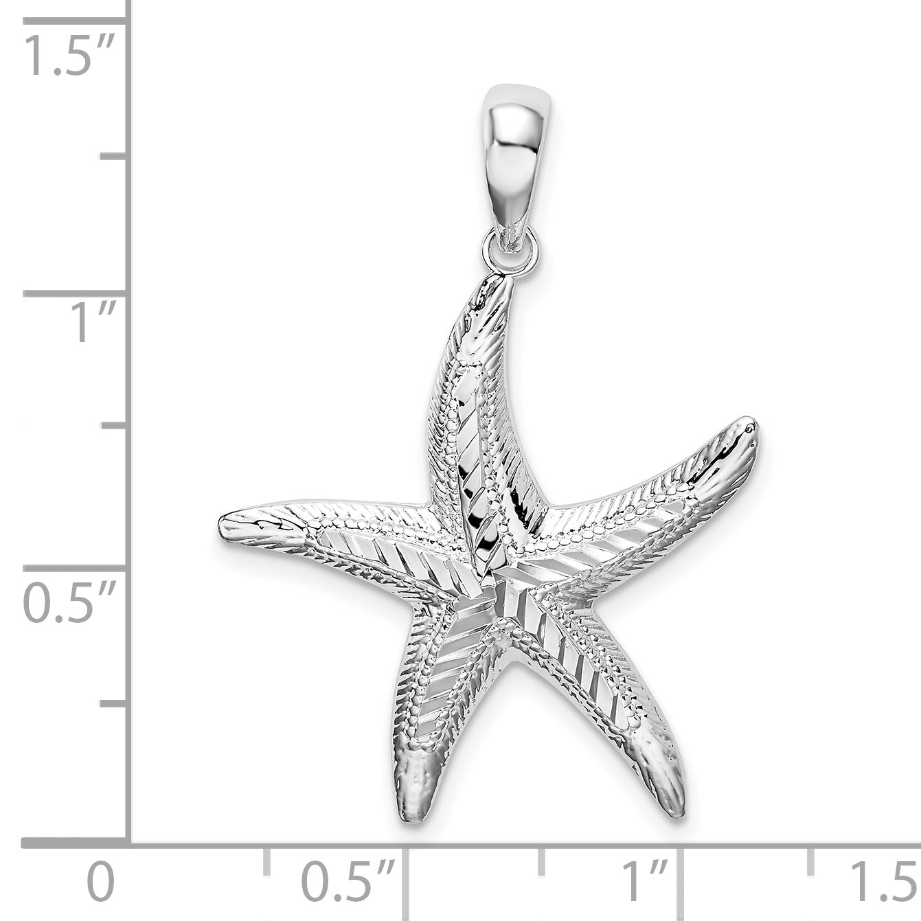 De-Ani Sterling Silver Textured Diamond-Cut Starfish Pendant