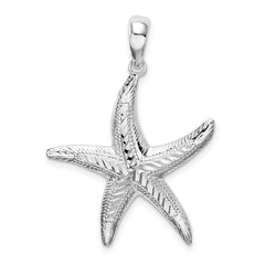 De-Ani Sterling Silver Textured Diamond-Cut Starfish Pendant