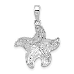 De-Ani Sterling Silver Polished Diamond-Cut Starfish Pendant