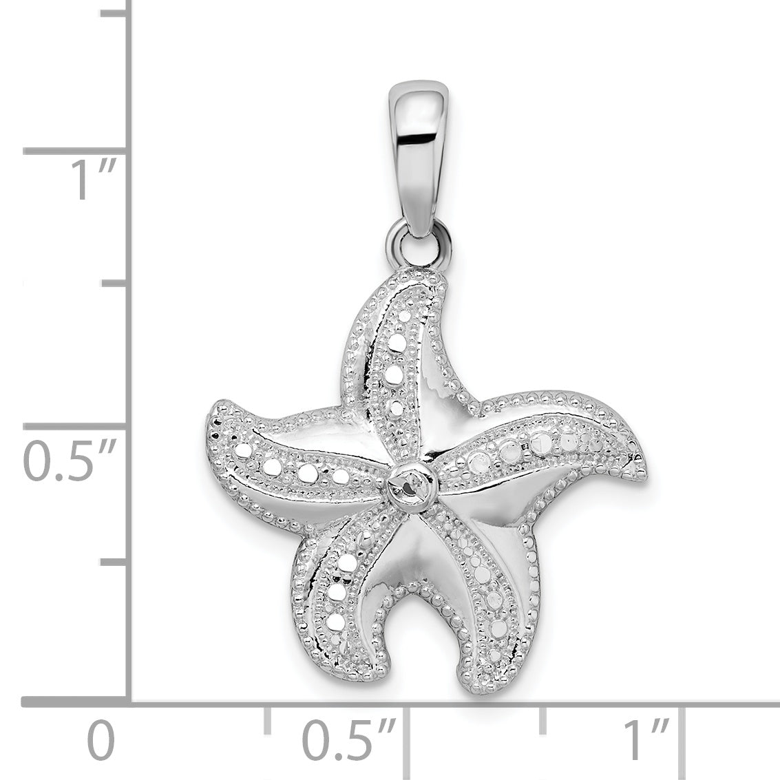 De-Ani Sterling Silver Polished Diamond-Cut Starfish Pendant