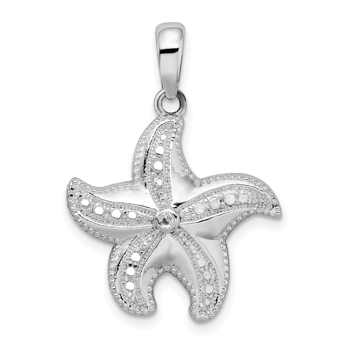 De-Ani Sterling Silver Polished Diamond-Cut Starfish Pendant