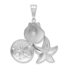 De-Ani Sterling Silver Polished and Textured Sea Life Pendant