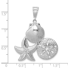 De-Ani Sterling Silver Polished and Textured Sea Life Pendant