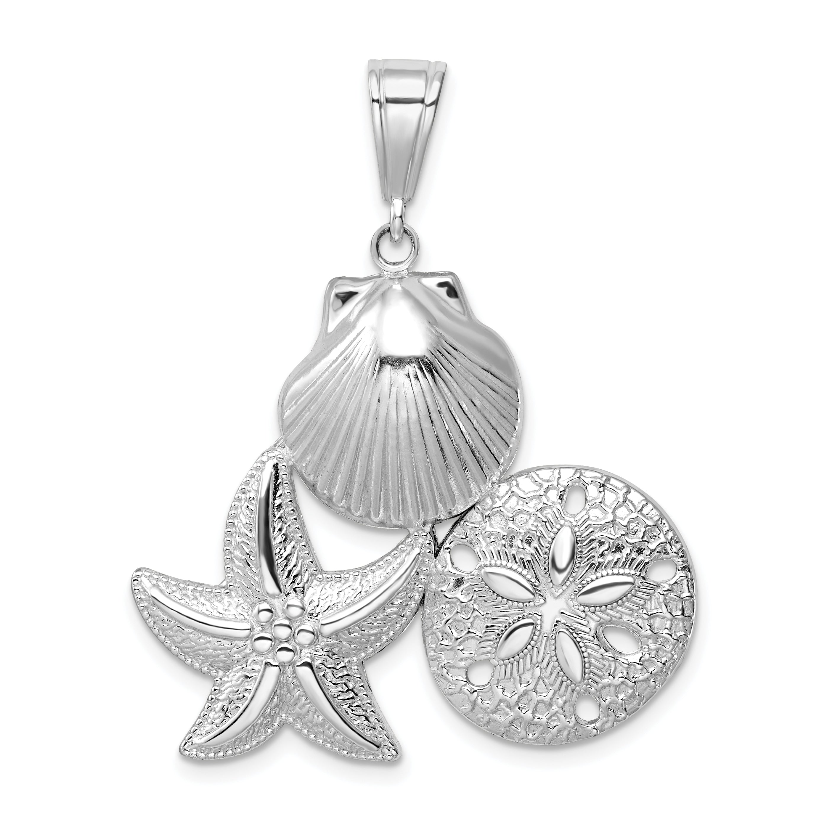 De-Ani Sterling Silver Polished and Textured Sea Life Pendant