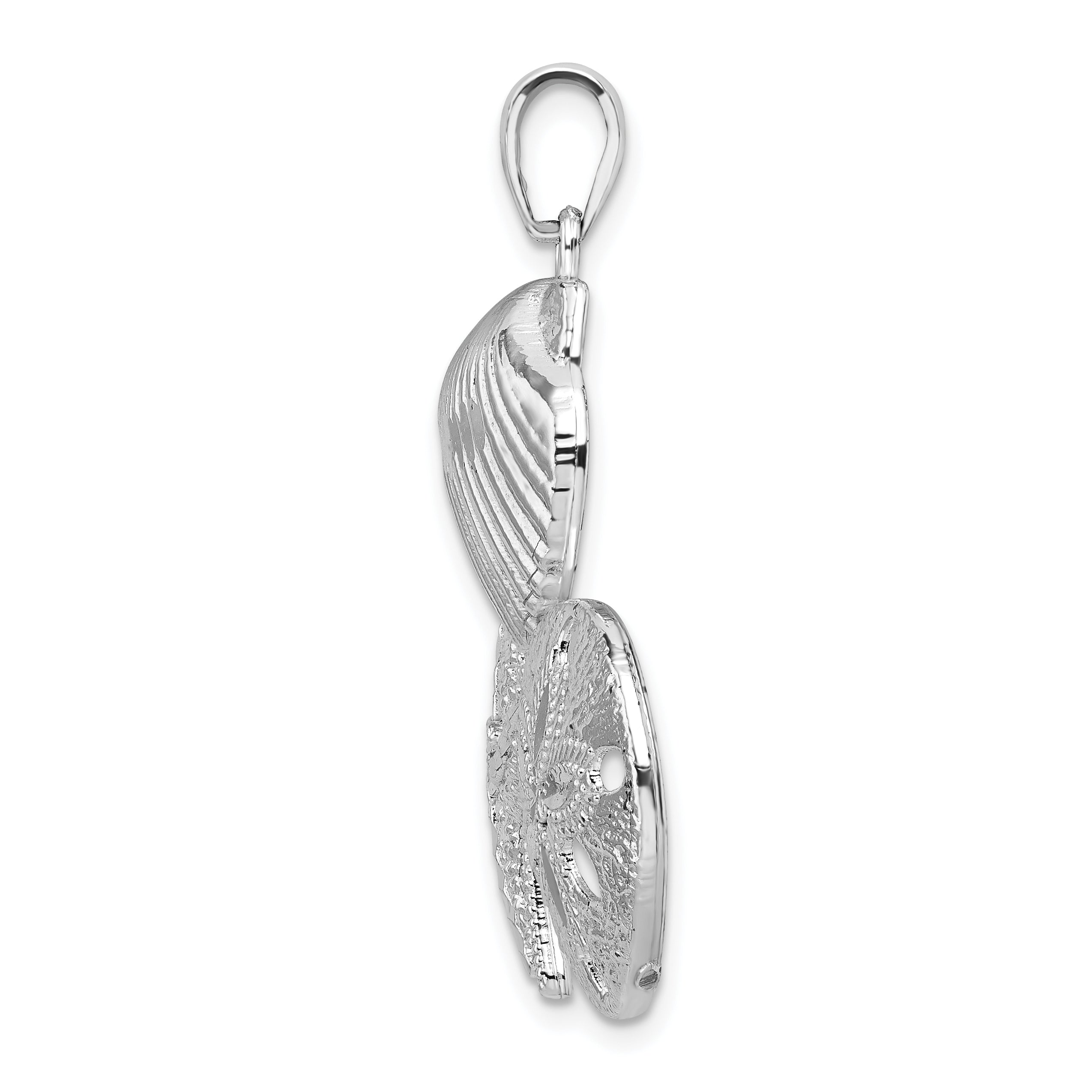 De-Ani Sterling Silver Polished and Diamond-Cut Sea Life Pendant