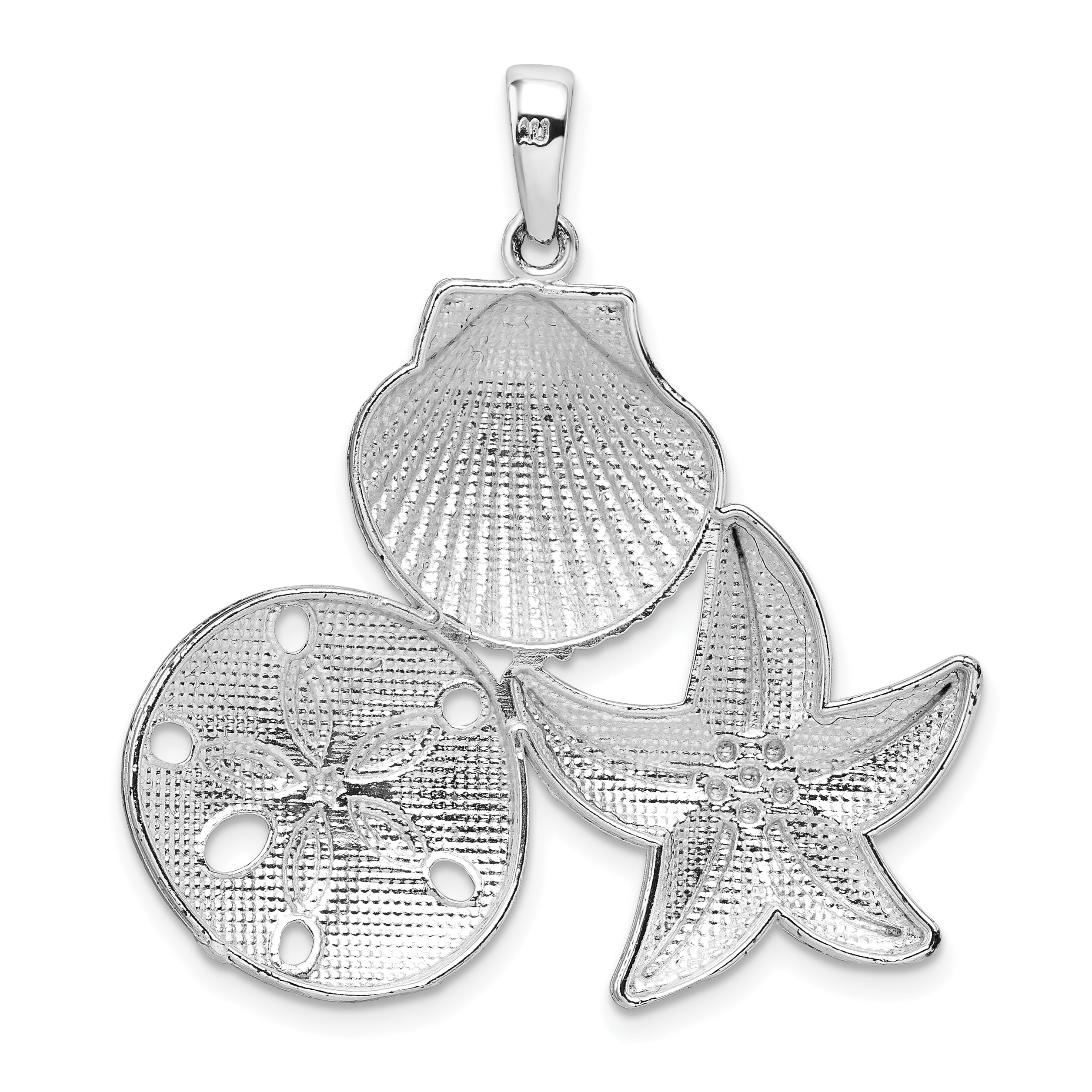 De-Ani Sterling Silver Polished and Diamond-Cut Sea Life Pendant