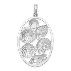 De-Ani Sterling Silver Polished Shells Oval Pendant