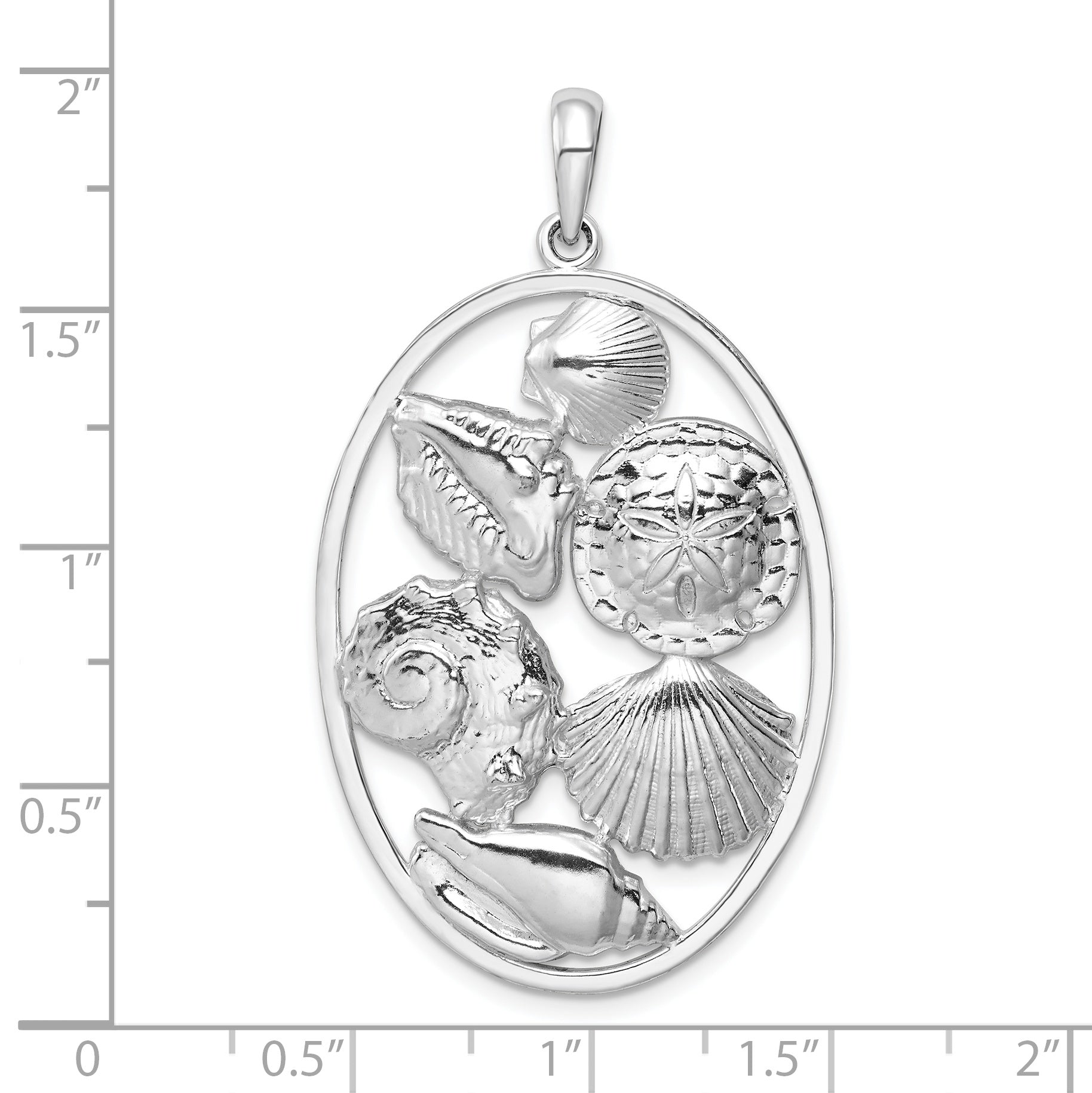 De-Ani Sterling Silver Polished Shells Oval Pendant