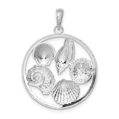 De-Ani Sterling Silver Polished Shells Round Pendant