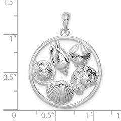 De-Ani Sterling Silver Polished Shells Round Pendant