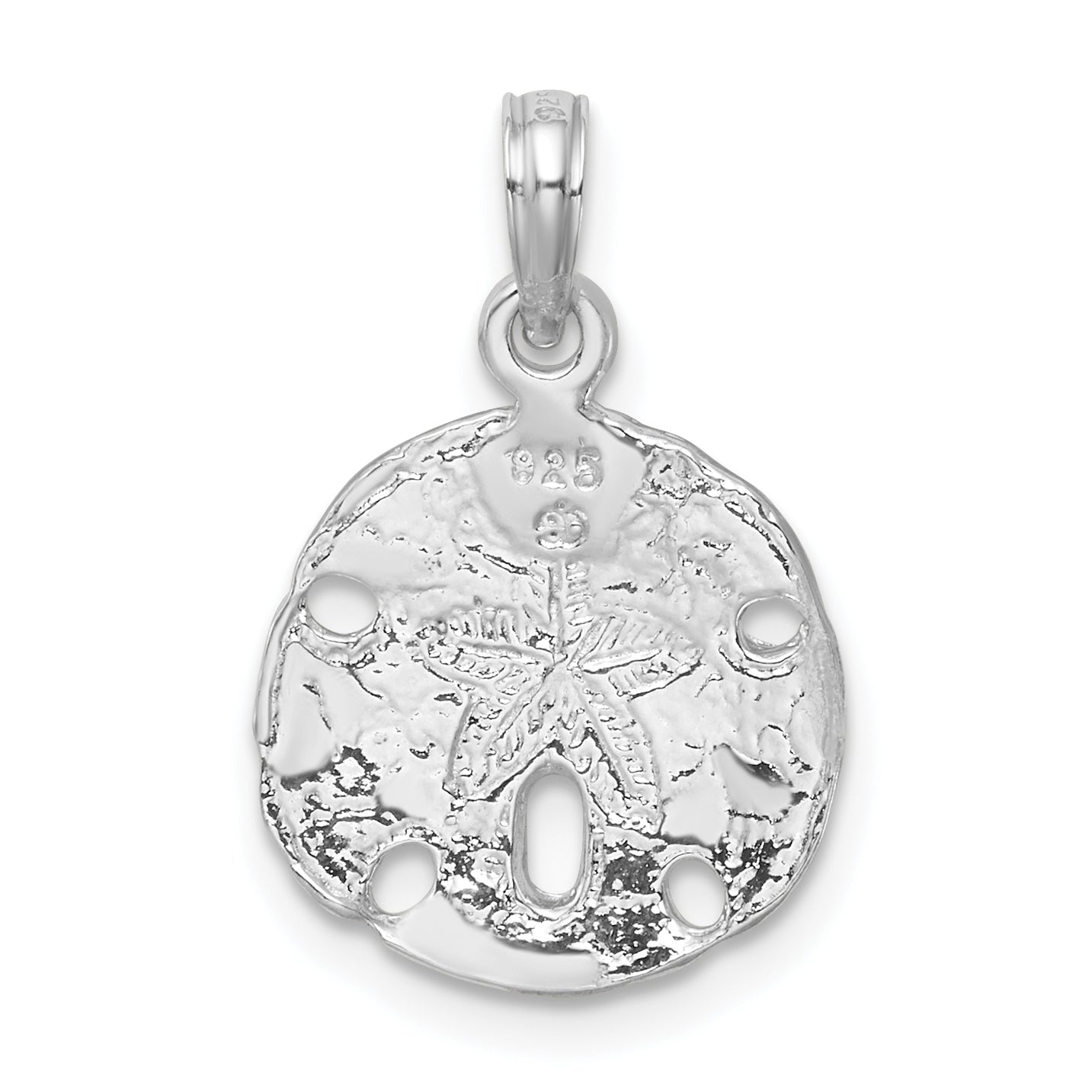 De-Ani Sterling Silver Rhodium-Plated Polished Sand Dollar Pendant