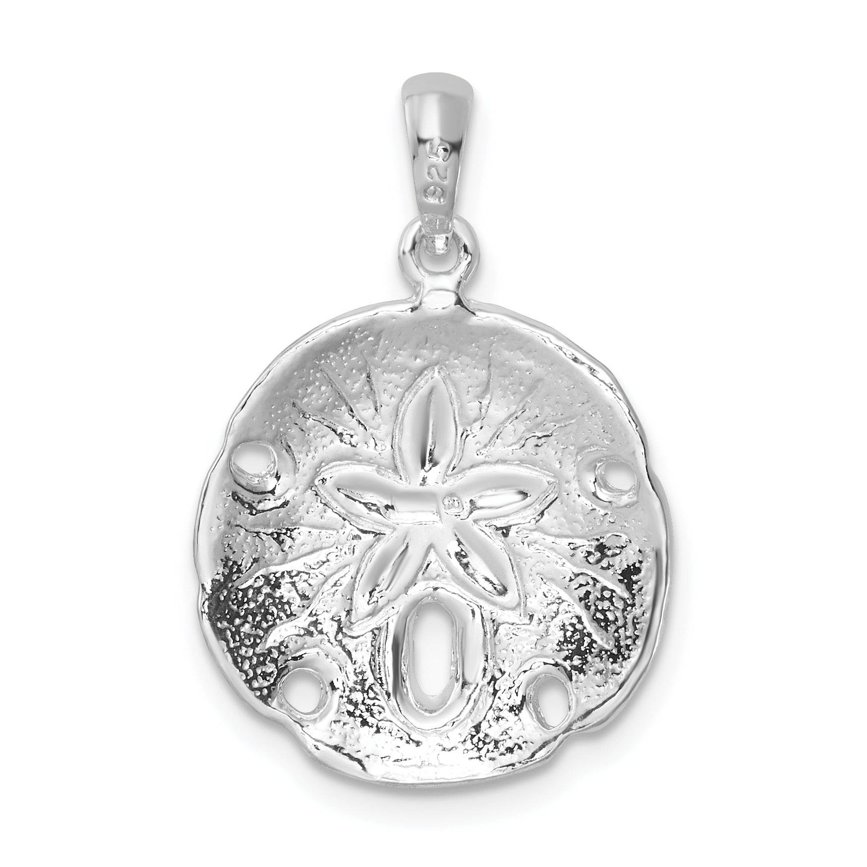 De-Ani Sterling Silver Rhodium-Plated Polished Beveled Sand Dollar Pendant