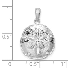 De-Ani Sterling Silver Rhodium-Plated Polished Beveled Sand Dollar Pendant