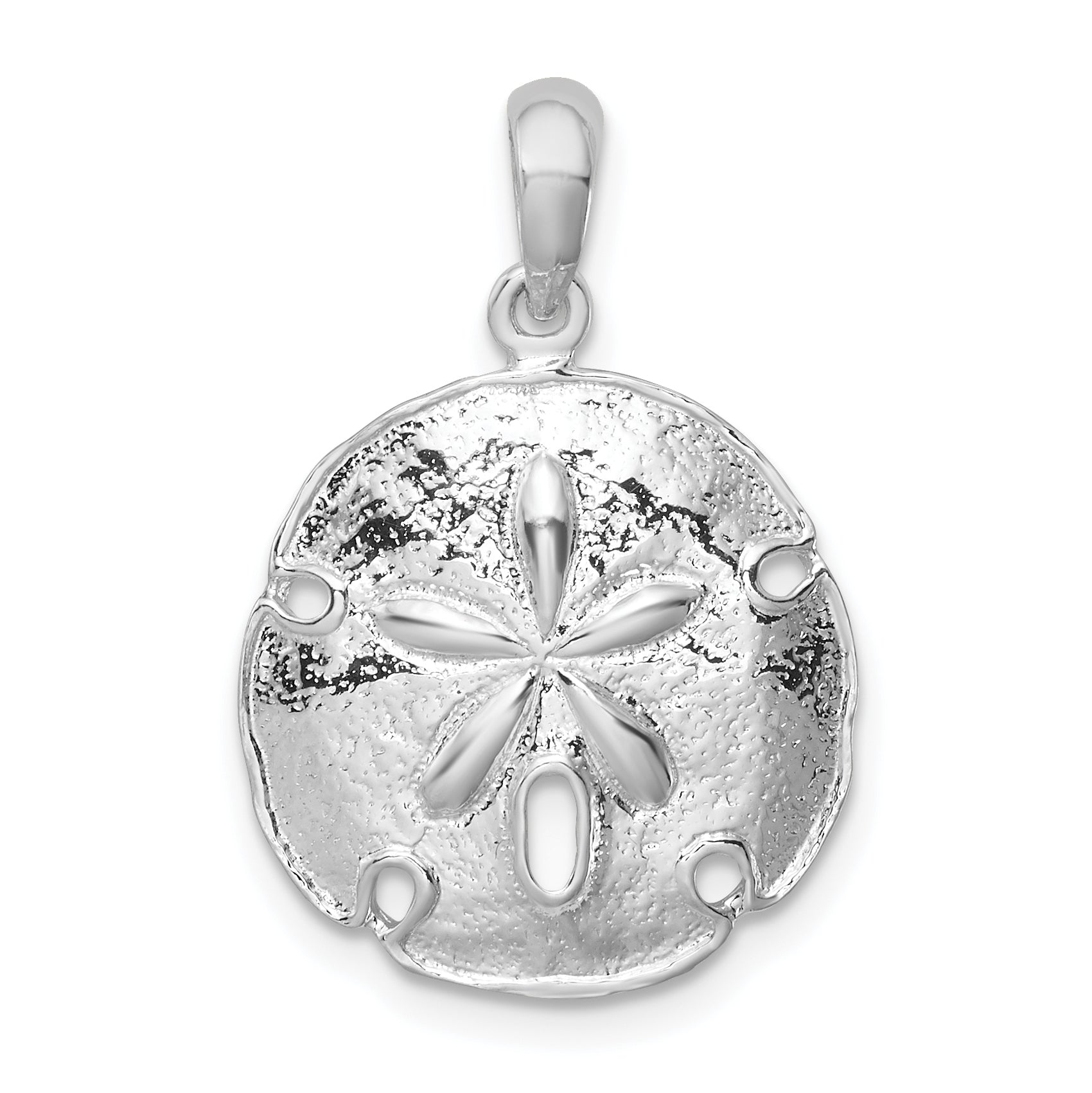 De-Ani Sterling Silver Rhodium-Plated Polished Beveled Sand Dollar Pendant