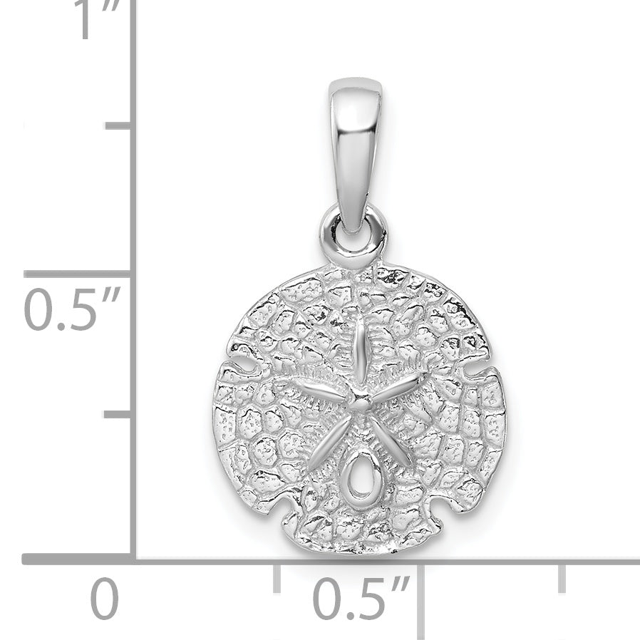 De-Ani Sterling Silver Rhodium-Plated Polished and Textured Sand Dollar Pendant