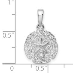 De-Ani Sterling Silver Rhodium-Plated Polished and Textured Sand Dollar Pendant