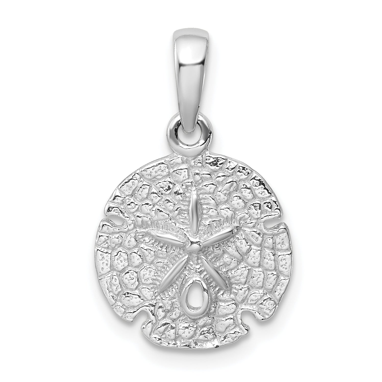 De-Ani Sterling Silver Rhodium-Plated Polished and Textured Sand Dollar Pendant