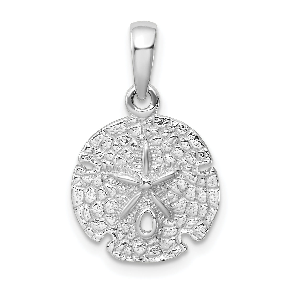 De-Ani Sterling Silver Rhodium-Plated Polished and Textured Sand Dollar Pendant