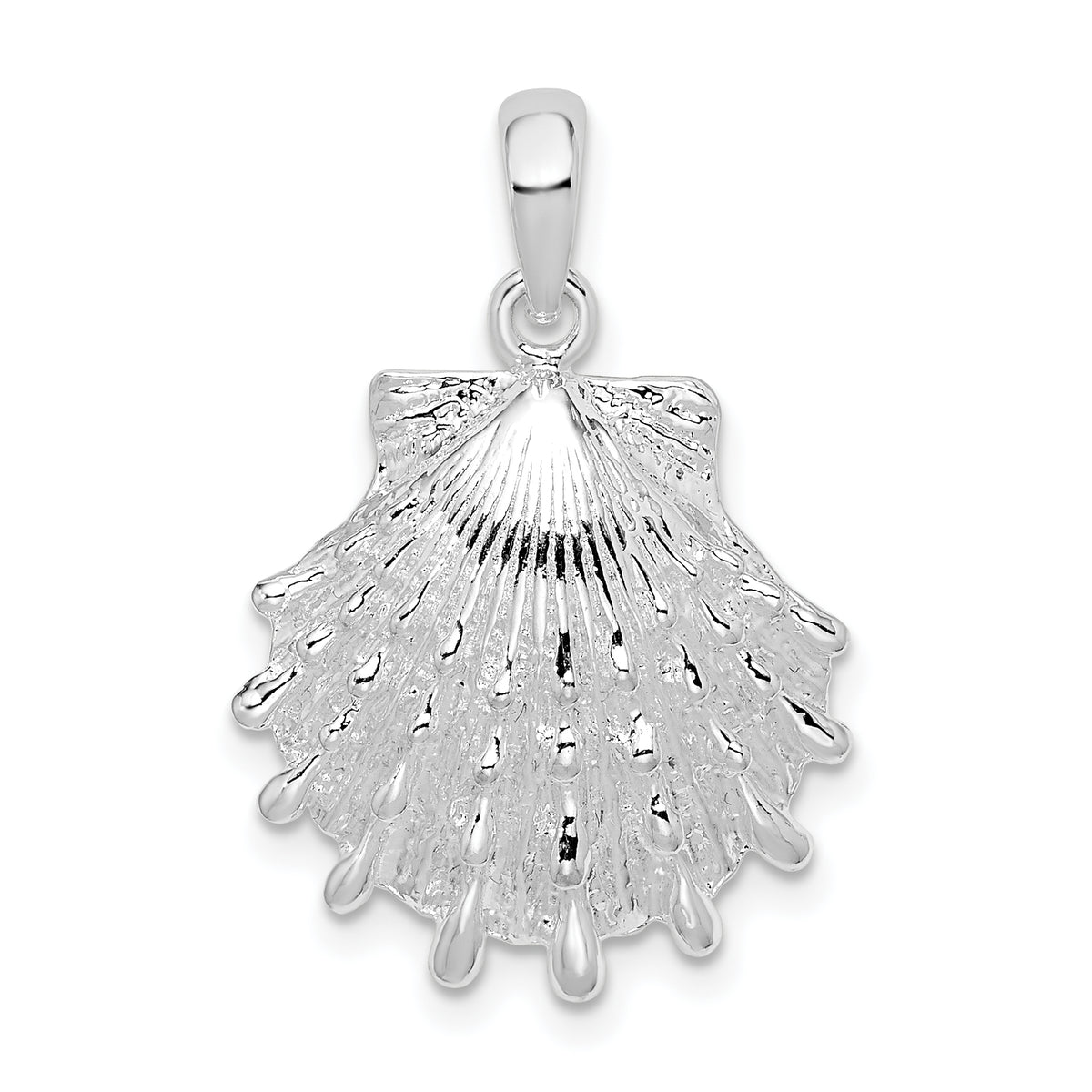 De-Ani Sterling Silver Rhodium-Plated Polished Large Lions Paw Shell Pendant